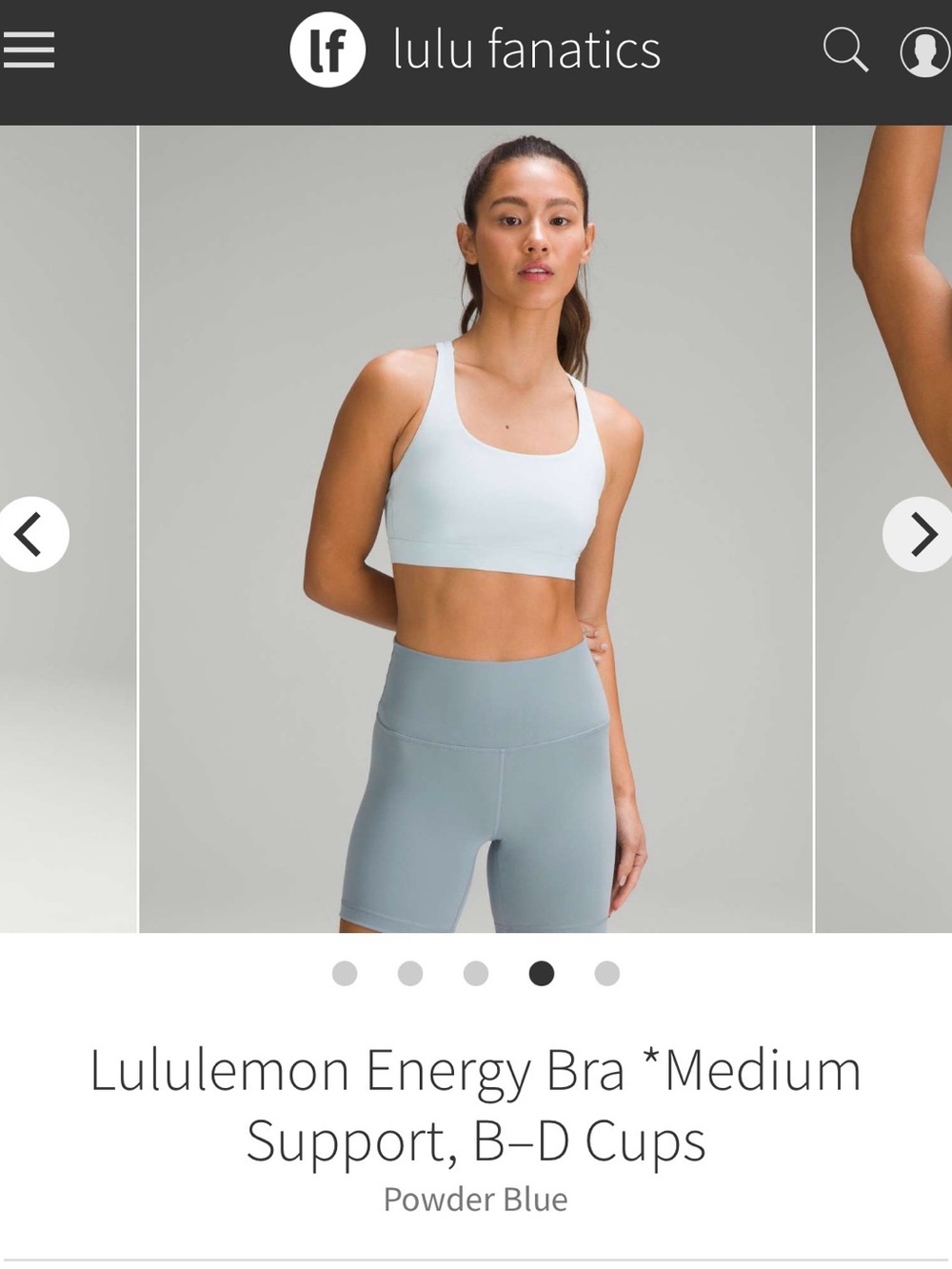 NWOT Lululemon Energy Bra B-D Cups Sz 4 *powder blue*